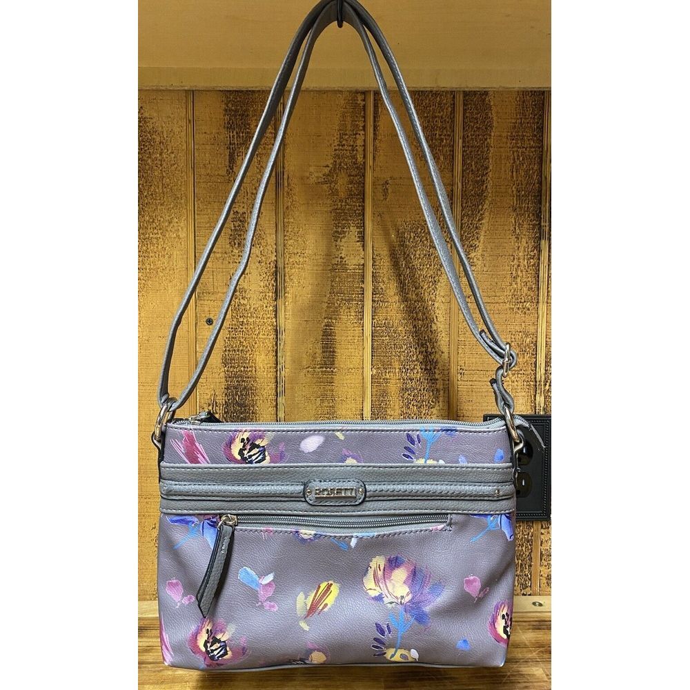 ROSETTI‎ ZUMA GRAY ROSE POPPY BLOSSOM FLORAL CROSSBODY HANDBAG